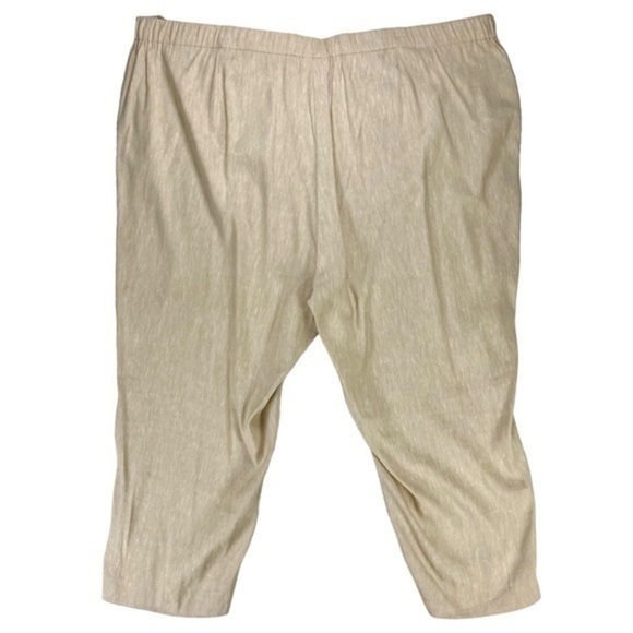 J. Jill Linen Pants Women 4X Tan Stretch Elastic Waistband Cropped Beach Coastal - Picture 5 of 12